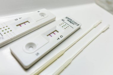PCR test for COVID 19 Coronavirus with positive result after performing nasal samples with swabs
