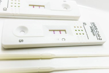 PCR test for COVID 19 Coronavirus with positive result after performing nasal samples with swabs
