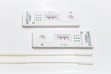 PCR test for COVID 19 Coronavirus with positive result after performing nasal samples with swabs