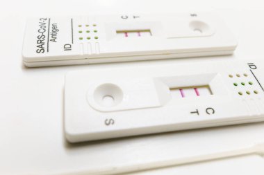 PCR test for COVID 19 Coronavirus with positive result after performing nasal samples with swabs