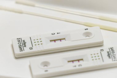 PCR test for COVID 19 Coronavirus with positive result after performing nasal samples with swabs