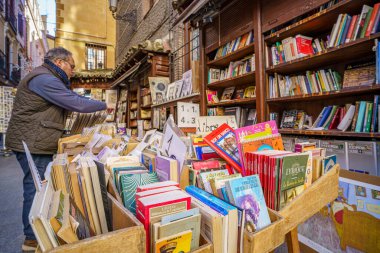 Historical bookstore of San Gins located in the heart of the city of Madrid. clipart
