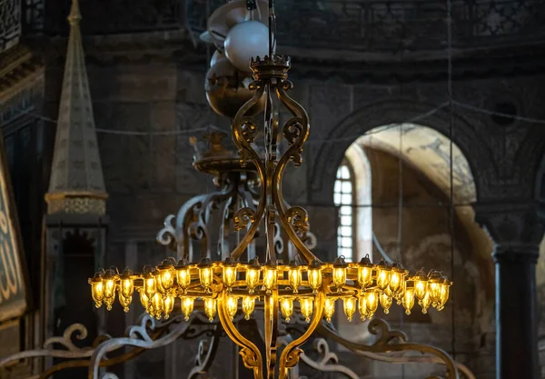 Lamps Interior Hagia Sophia Mosque City Istanbul Turkey — Stok Foto
