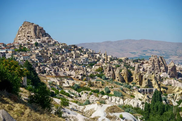 Házak Faragott Sziklák Hegy Területén Cappadocia Törökországban — Stock Fotó