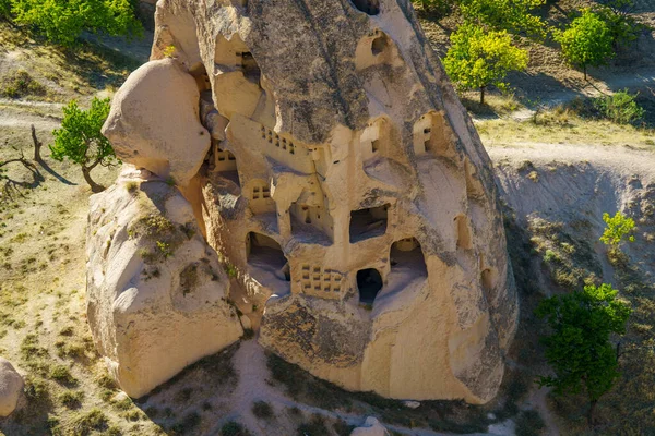 Die Felsen Des Berges Gehauene Häuser Der Gegend Von Kappadokien — Stockfoto