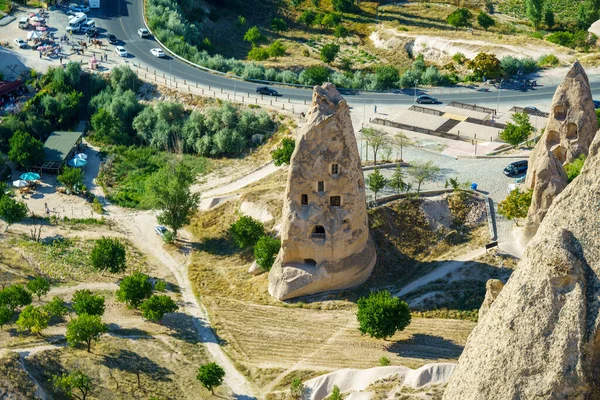 Maisons Sculptées Dans Les Rochers Montagne Dans Région Cappadoce Turquie — Photo