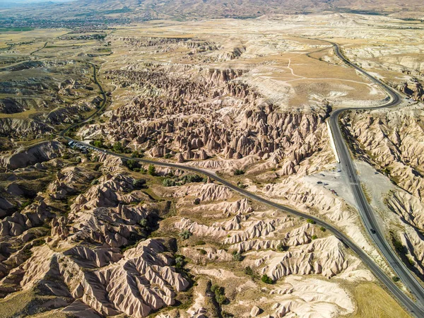 Aerial Photograph Rock Formations Cappadocia Turkey Clear Sunny Summer Day —  Fotos de Stock