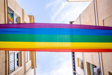 Madrid 'in Chueca semtinin sokakları LGBTİ vesilesiyle gökkuşağı bayraklarıyla süslenir ve güneşli bir yaz gününde eşcinsellerin gurur haftası yaşanır.