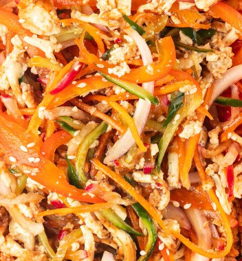 Salad food for breakfast, lunch or dinner healthy food closeup top view background