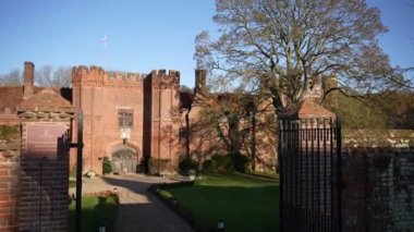 Hava manzaralı. Leez Manastırı, Essex 'teki güzel Tudor Malikanesi.