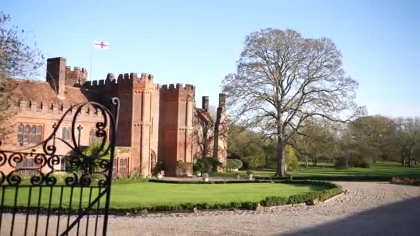 Aero view .Leez Priory, the beautiful Tudor Manor located in Essex — Stock Video