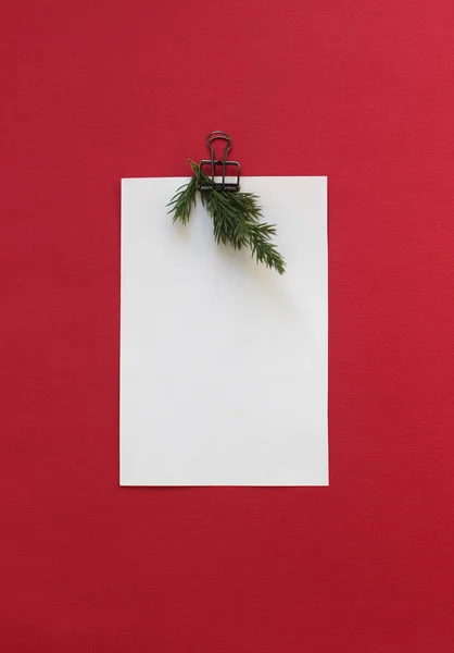 Szablon Kartki Świątecznej Pusta Makieta Papieru Nowy Rok Płaski Leżak — Zdjęcie stockowe