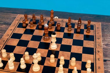 On a chessboard, two different warring kings stand together.