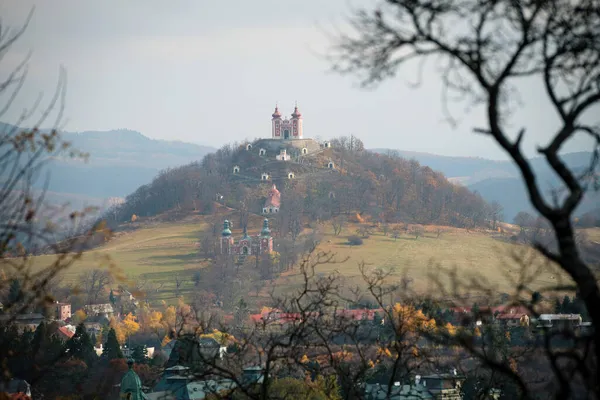 Historische Bergbaustadt Banska Stiavnica Herbst Kalvarienberg Hintergrund Slowakei — Stockfoto
