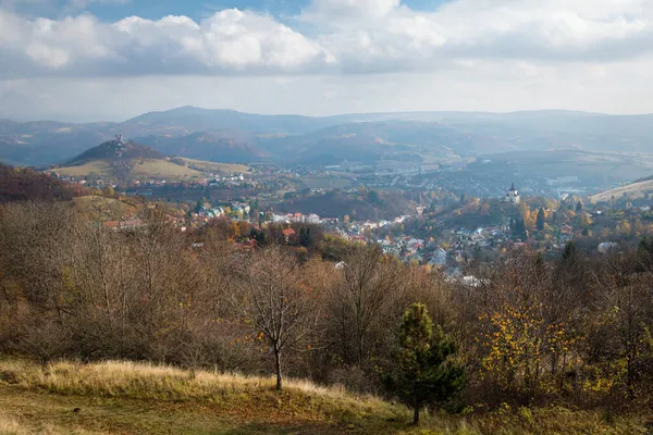 Der Herbst Blick Auf Banska Stiavnica Die Alte Mittelalterliche Bergbaustadt — Stockfoto