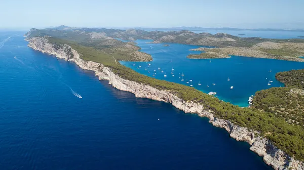 Vista Aérea Falésias Parque Natural Telascica Mar Adriático Croácia — Fotografia de Stock
