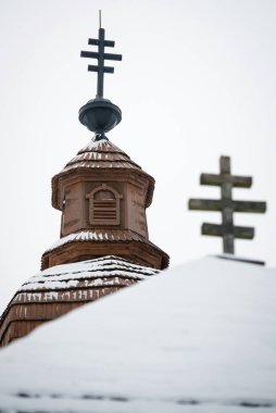 Slovakya 'nın Kalna Roztoka kasabasındaki Büyük Aziz Basil Katolik ahşap kilisesi.