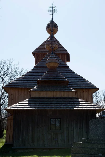 Greek Catholic Wooden Church Protection Saint Gods Mother Village Jedlinka — Stock Photo, Image