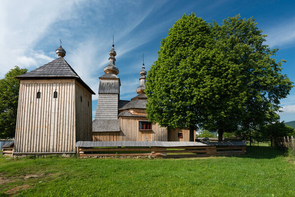 The Greek Catholic wooden church of St Michael the Archangel in a village Ladomirova, Slovakia