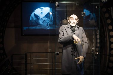 ORAVSKY PODZAMOK, SLOVAKIA - JUL 25, 2022: Nosferatu - exhibition dedicated to 100th anniversary of the first Black and White movie shot at Orava Castle in Oravsky Podzamok, Slovakia