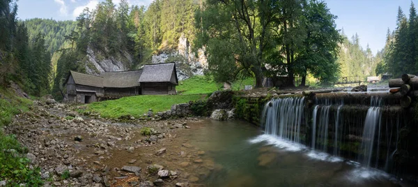 Panoramic Image Historic Watermill Oblazy Beautiful Kvacianska Valley Slovakia — Stock fotografie