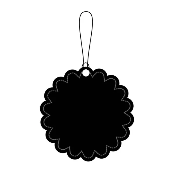 Çiçek Siyah Etiketi. Kara Cuma Konsepti. Boş etiket fiyatı. Pankart, reklam, promosyon ve şablon için iple sarkıtılmış yuvarlak kağıt. Beyaz arka planda izole edilmiş. vektör illüstrasyonu