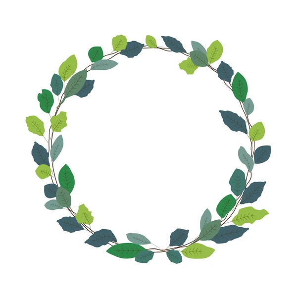 Leaf Wreath Met Copy Space Groene Bladeren Cirkel Frame Elementen — Stockvector