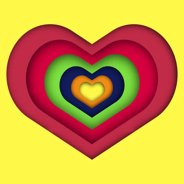 colorful paper cut hearts frame for Greeting Card, invitation card, flyers, posters, prints, decoration, brochure. valentine's day concept. Vector Illustration