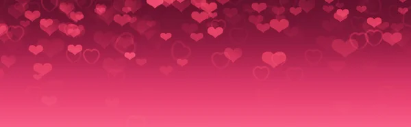Cute Różowy Tło Walentynki Spadające Serca Pusty Baner Miejsca Kopiowania — Zdjęcie stockowe
