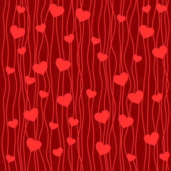 Fondo San Valentín Corazones Rojos Sobre Fondo Borgoña Patrón Sin — Vector de stock