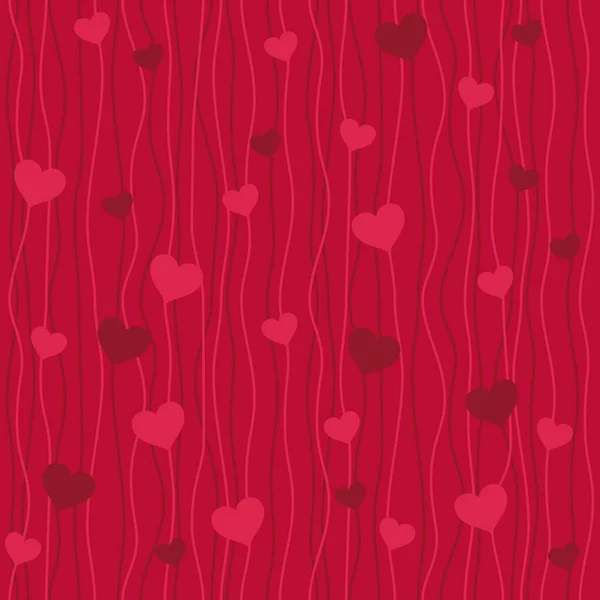 Latar Belakang Valentine Hati Merah Pada Latar Belakang Burgundy Pola - Stok Vektor