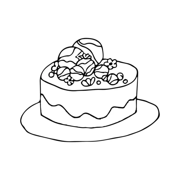 Cute birthday cake vector illustration. — Stock Vector