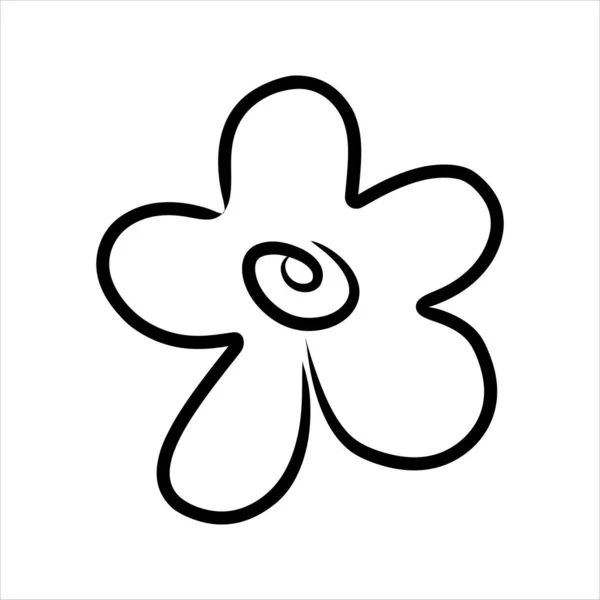 Vector outline flowers. Hand drawn doodle — Vector de stock