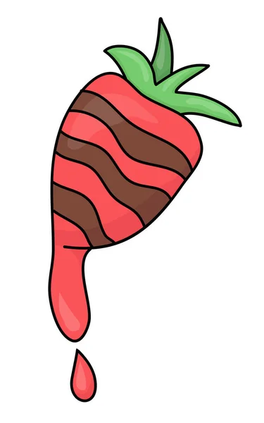 Fraise au chocolat. fraise colorée. — Image vectorielle