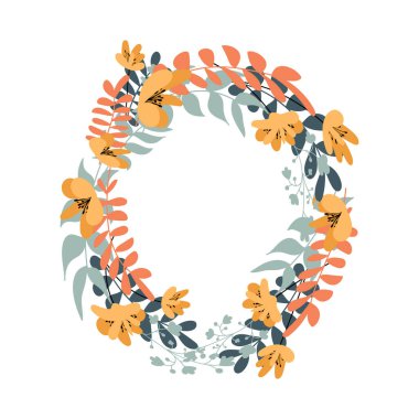 Metniniz için İllüstrasyon Çiçek çemberi çerçevesi