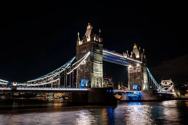 London Tower Bridge Notte Uno Dei Ponti Dei Punti Riferimento — Foto Stock