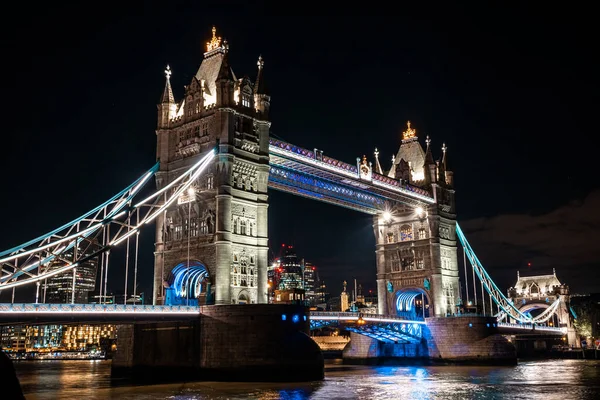 London Tower Bridge Notte Uno Dei Ponti Dei Punti Riferimento — Foto Stock