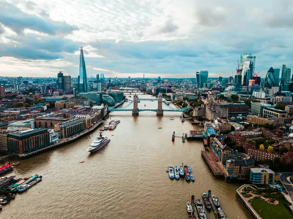 Widok Lotu Ptaka Słynny Tower Bridge Panoramę Londynu Wielka Brytania — Zdjęcie stockowe