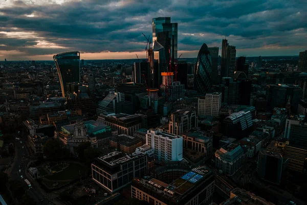 Aerial View Bank District Central London Famous Skyscrapers Other Landmarks — Stock Photo, Image