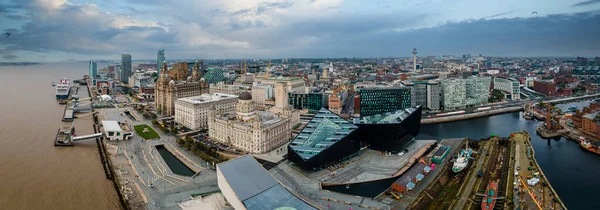 Liverpool Merseyside Inglaterra Setembro 2021 Vista Aérea Liverpool Skyline Rio — Fotografia de Stock