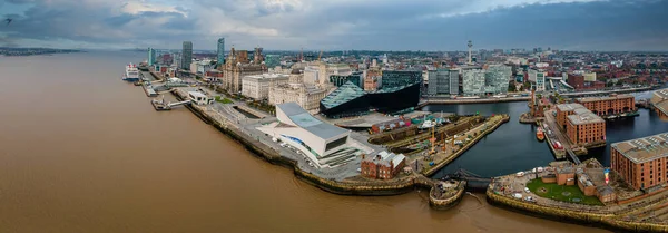 Liverpool Merseyside Inglaterra Setembro 2021 Vista Aérea Liverpool Skyline Rio — Fotografia de Stock