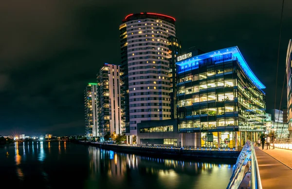 Manchester Egyesült Királyság Szeptember 2021 Night View Media City Banks — Stock Fotó