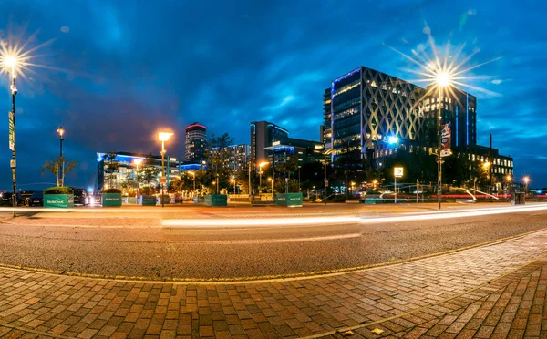 Manchester Ngiltere Eylül 2021 Media City Nin Gece Görüntüsü Salford — Stok fotoğraf