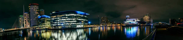 Манчестер Великобритания Сентября 2021 Года Ночной Вид Media City Находится — стоковое фото