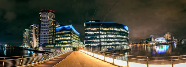 Manchester Reino Unido Setembro 2021 Vista Noturna Media City Fica — Fotografia de Stock