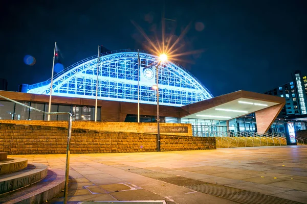 맨체스터 2018 Night View Manchester Central Convention Complex Central Train — 스톡 사진
