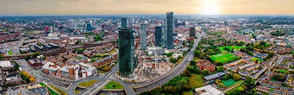 Aerial Drone View Manchester City Beautiful Sunny Day — Stock Photo, Image