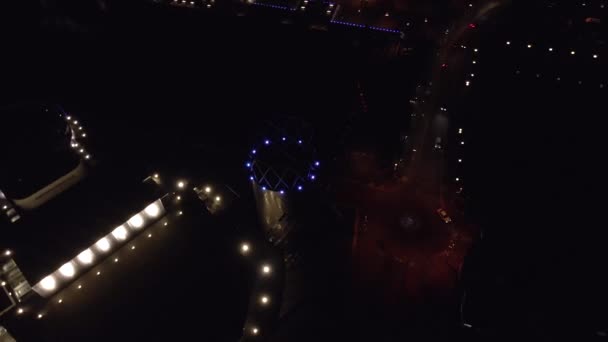 Aerial Drone Shot Manchester Night Англійською Нічні Хмарочоси Стоять Світлі — стокове відео