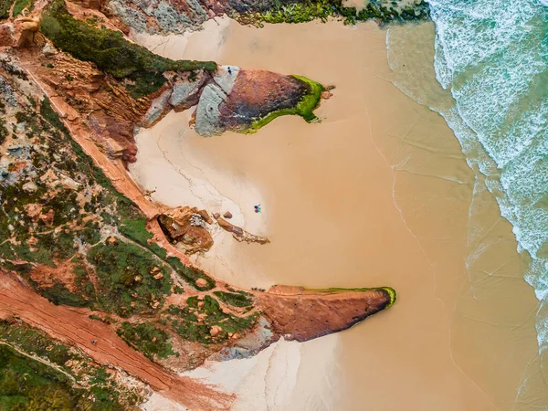 Vista Aérea Hermosa Playa Del Océano Con Acantilados Portugal Baleal — Foto de Stock
