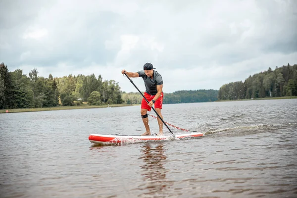 Vaidava Lettország 2021 Sup Stand Lapát Beszállás Sup Verseny Verseny — Stock Fotó